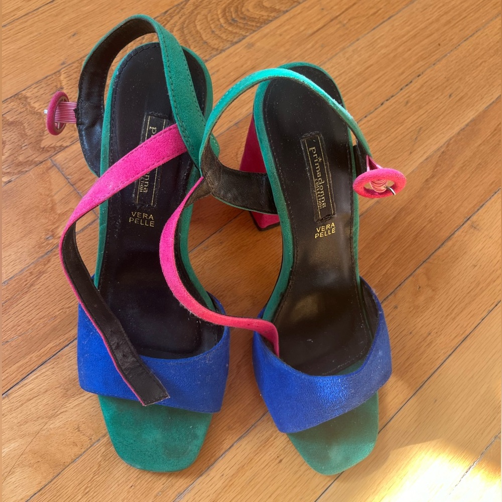 Prima Donna Blue and Green Heels with Strappy Design